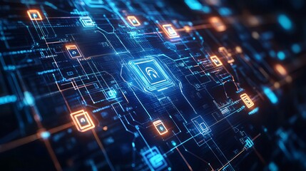 Cybersecurity and information or network protection highlighting future cyber technology web services for businesses and internet projects