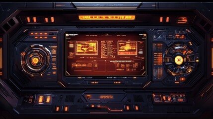 Futuristic FUI display screen frame with information fields User interface design for a scifi game with modern technological elements for a HUDstyle game Isolated illustration