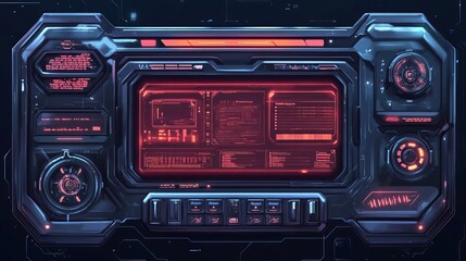 Futuristic FUI display screen frame with information fields User interface design for a scifi game with modern technological elements for a HUDstyle game Isolated illustration