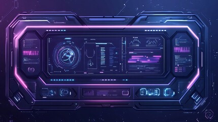 Futuristic FUI display screen frame with information fields User interface design for a scifi game with modern technological elements for a HUDstyle game Isolated illustration