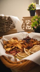 Dry Cereals in a Wooden Basket