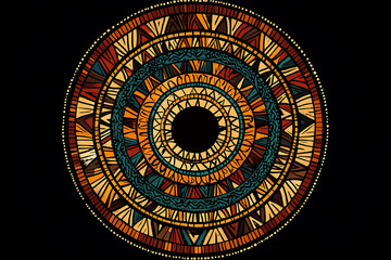 Fototapeta premium Zen tangle round Indian, Arabic Mandala. Hand drawn vintage Ornament Pattern. Retro vector isolated on black background. Tattoo or mehndi design.