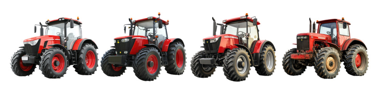 Set of Agricultural tractor Isolated on transparent background