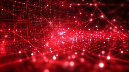 Obraz premium Abstract representation of a red glowing digital network scene