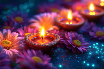 Diwali Candles and Flowers: A Celebration of Light and Hope