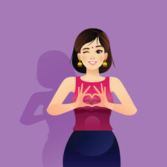 Indian Girl Expressions Pose, Beautiful Girl Character Design Vector