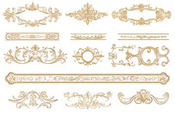 Fototapeta premium Gold ornament on a white background. Isolated. 3D illustration