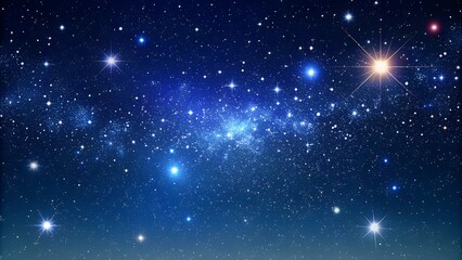 Night sky with stars sparkling on blue background, closeup