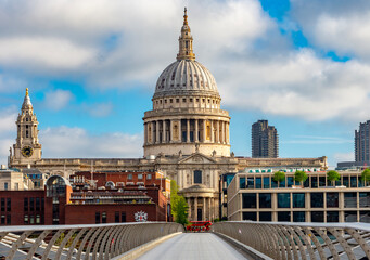 St. Paul's cathedral seen from Millennium bridge, London, UK