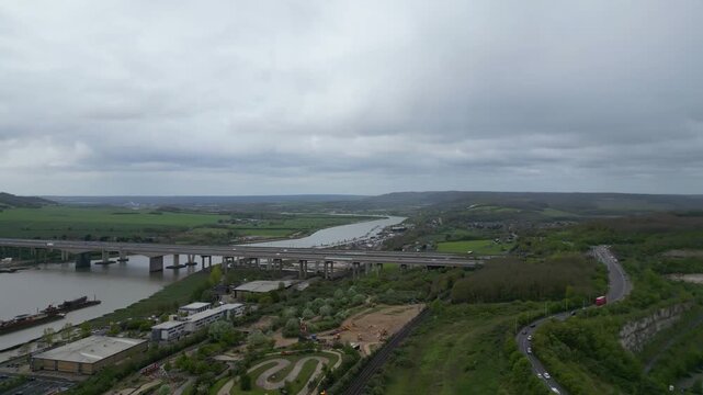 Aerial View of Strood Town of Rochester, Kent, England United Kingdom. April 20th, 2024