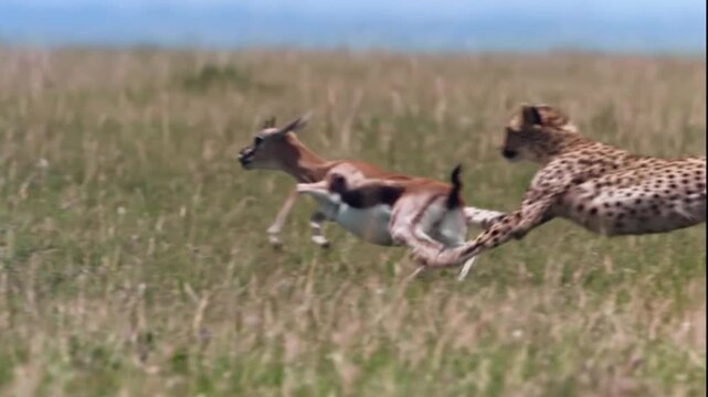 Super Slow Motion of Cheetah Catching Gazelle 4K