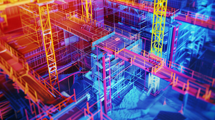 Obraz premium a construction site with a building under construction,