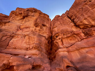 Fototapeta premium Colored Salam canyon in the Sinai Peninsula, beautiful curved limestone stones.