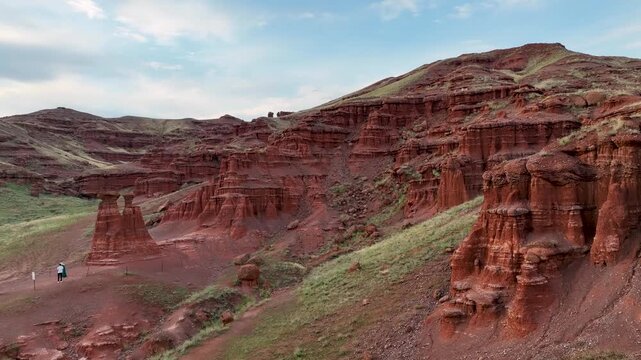Red fairy chimneys shaped like formations that are millions of years old, Erzurum, Land of Red Fairies