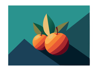 Vibrant Vector Illustration of Oranges with Leaves