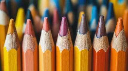 A Close Up Of Colorful Pencils