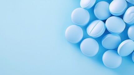 Multiple Pill Blister Packs on Blue Background