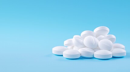 White Medication Against Blue Background Image