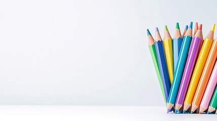 Fototapeta premium Colorful Pencils Arranged on White Surface