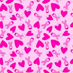 Breast cancer month seamless pink ribbon day mammogram pattern