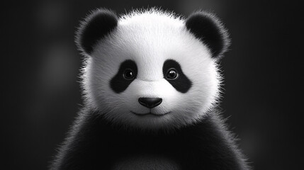 A cute little panda in black and white, representing wildlife and nature conservation.