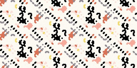 Simple glitch geometric seamless abstract banner with playful woven summer color. Bright whimsical gender neutral border bold irregular shape textile cotton effect edging.