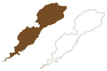 Umnak island (United States of America, North America, Alaska, US, USA, Fox Islands of the Aleutian Islands) map vector illustration, scribble sketch Umnak map