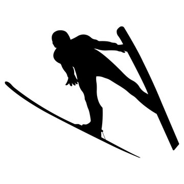 recommend clip art: Silhouette of ski jumper.Winter sport.Vector illustration.