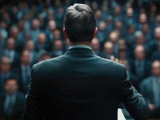 Fototapeta premium Professional Orator Speaking to Crowd