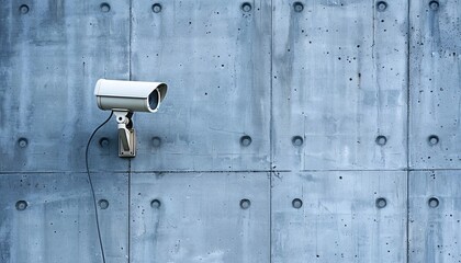 Security camera affixed to a concrete wall, emphasizing modern surveillance technology and security