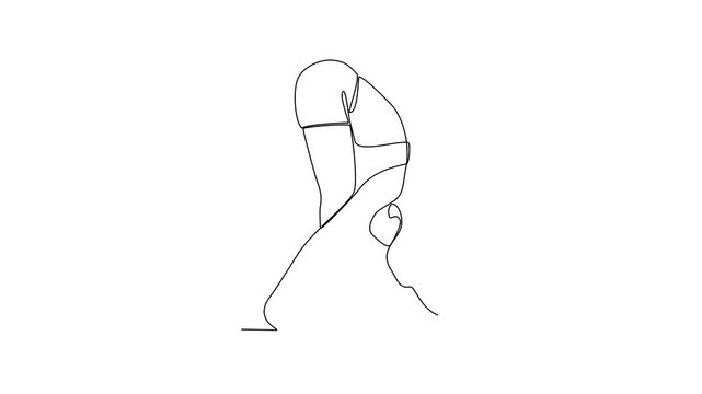 Animated self drawing of Yoga activity video design illustration. Yoga are combines physical postures, breathing technique, meditation, and philosophical principles. Sport theme design video concept.