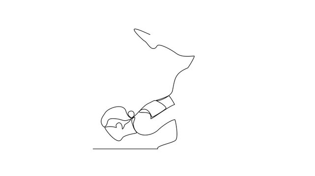 Animated self drawing of Yoga activity video design illustration. Yoga are combines physical postures, breathing technique, meditation, and philosophical principles. Sport theme design video concept.
