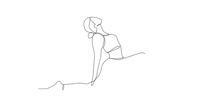 Animated self drawing of Yoga activity video design illustration. Yoga are combines physical postures, breathing technique, meditation, and philosophical principles. Sport theme design video concept.