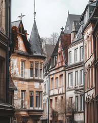 Historic architecture in a European city Capturing the intricate details and grandeur of medieval buildings in a European cityscape