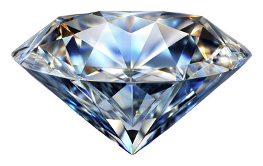 Fototapeta premium Close-up of a brilliant cut diamond with vibrant reflections isolated on transparent background