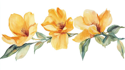 Delicate Yellow Floral Border in Watercolor