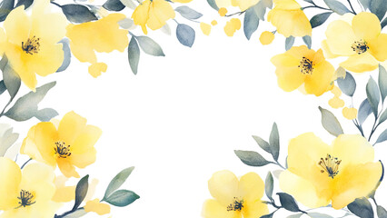 Delicate Yellow Floral Border in Watercolor