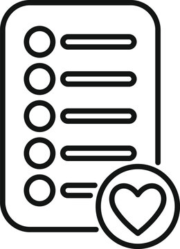 Line art icon of wish list representing a concept of choosing favorite things