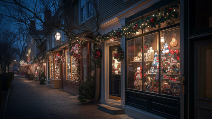 Naklejka premium Serene Christmas on Nantucket: Ultra-Realistic Cityscape