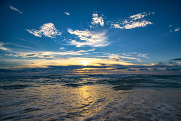 Tranquil seascape. Horizon over the water. Ocean waves background. Waves splashing. Ocean view seascape.