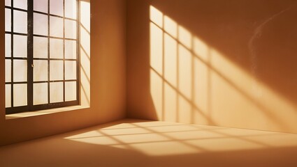 a background of pale beige or cream stone with hazy leaf shadows