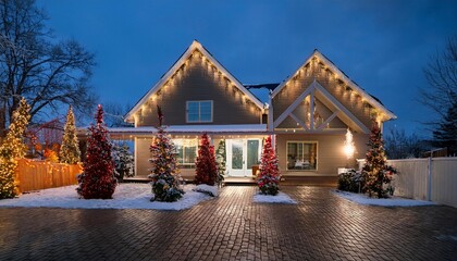 Fototapeta premium Maison Festive avec Éclairage de Noël