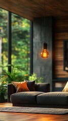 Fototapeta premium Modern home decor illuminated by a beautifully designed electric lamp image