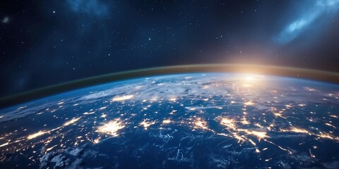 Earth from Space at Sunrise created by ai