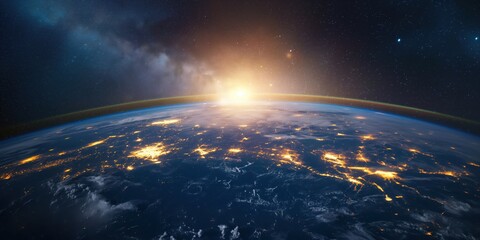 Earth from Space at Sunrise created by ai