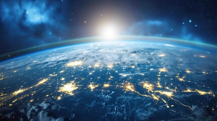 Obraz premium Earth from Space at Sunrise created by ai