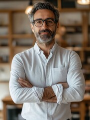 Fototapeta premium Professional Businessman Posing for a Profile Picture in a Co-Working Space