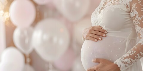 Midsection of Pregnant Woman Holding Her Belly
