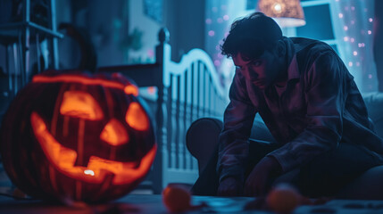 Obraz premium A lonely man on Halloween