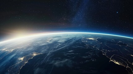 Earth from Space at Sunrise created by ai